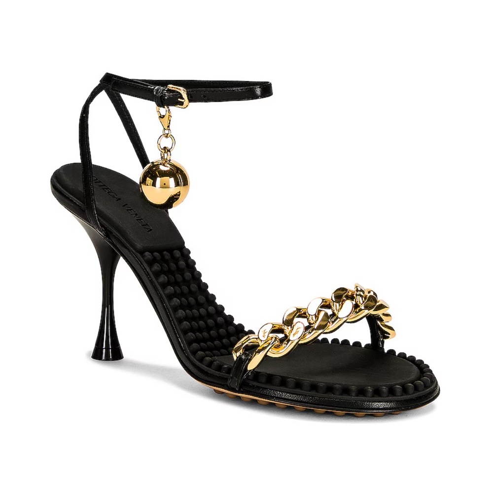 Bottega Veneta
Black and Gold ball High-Heeled Sandal